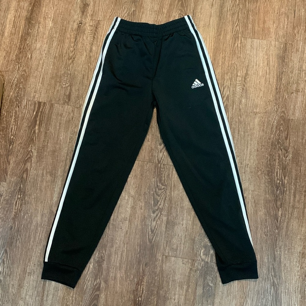 Youth Black with Signature Adidas Side Stripes Athletic Pant M size 10-12